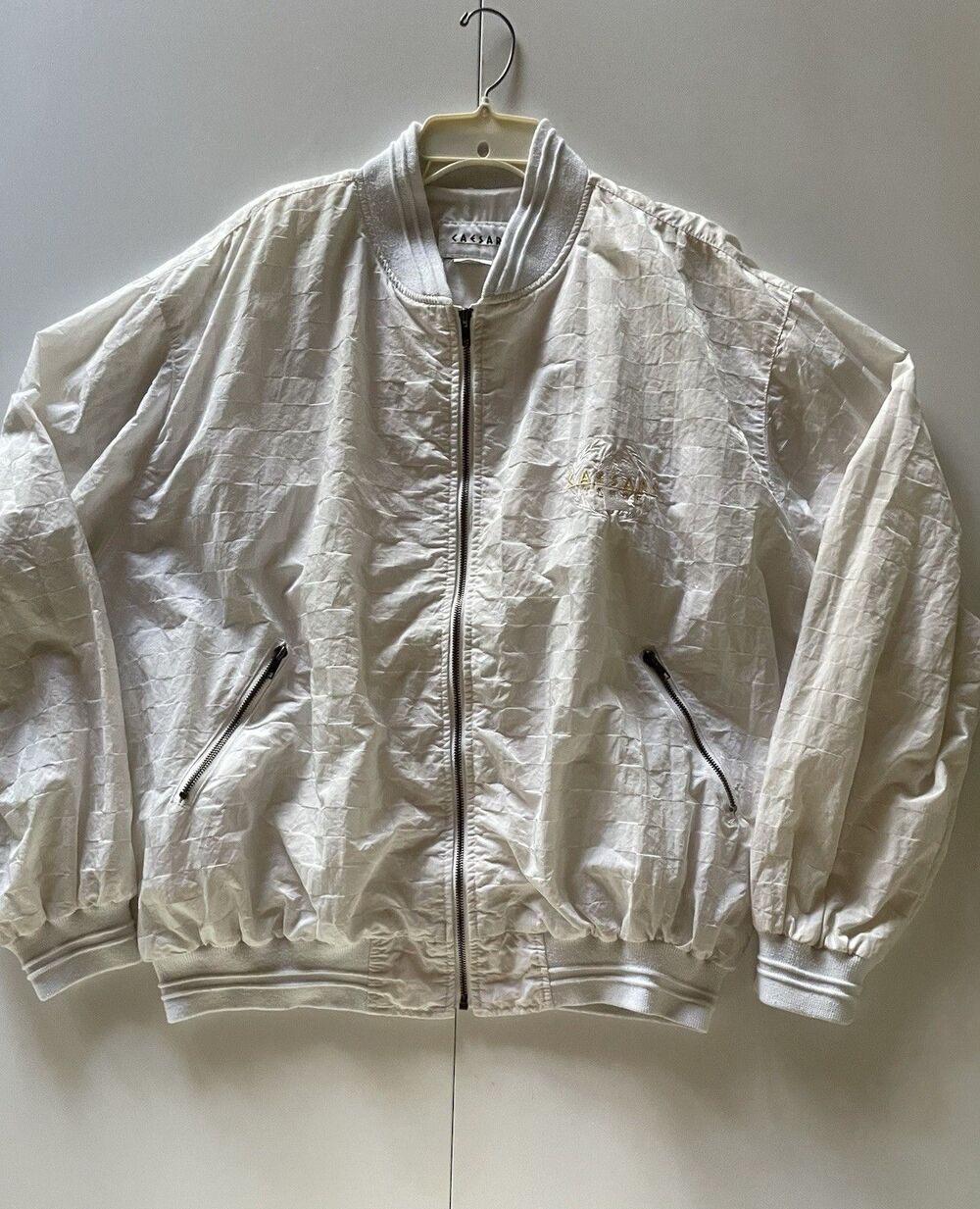 Vintage Caesar Tahoe White on White Checkered Jacket XXL Full Zip
